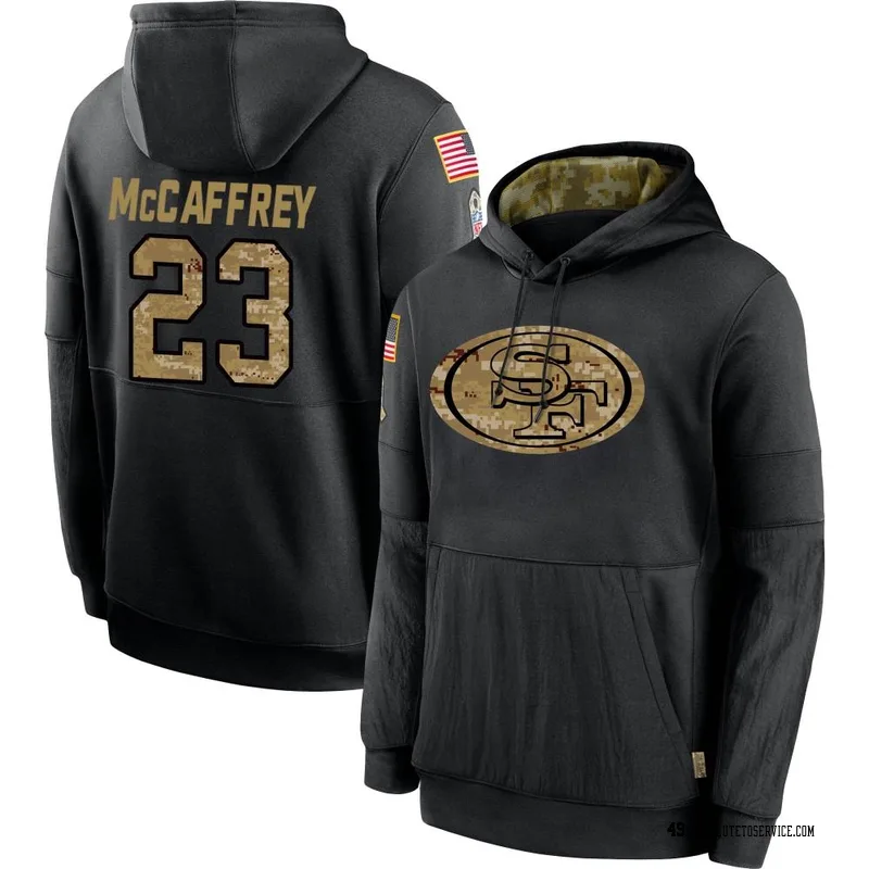 Men's Christian McCaffrey San Francisco 49ers Black 2020 Salute to Service Sideline Performance Pullover Hoodie