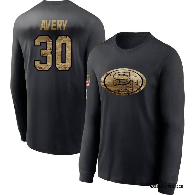 Youth Tre Avery San Francisco 49ers Black 2020 Salute To Service Sideline Performance Long Sleeve T-Shirt